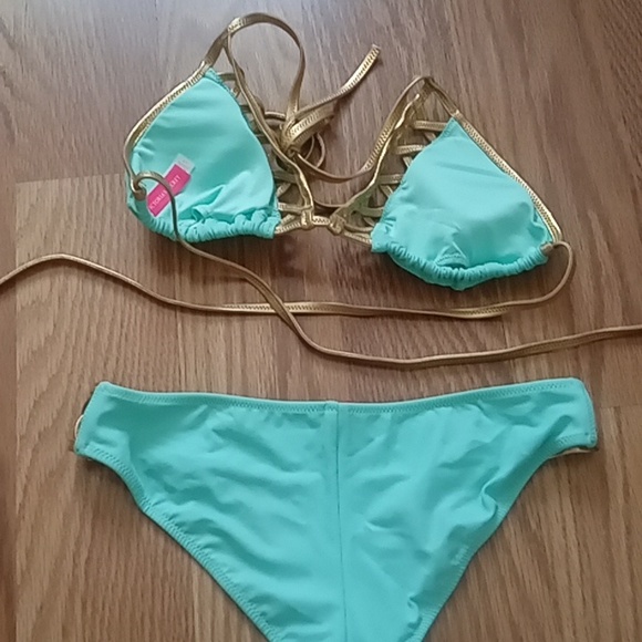 Victoria Secret Gladiator-style Aqua Bikini Set - Picture 2 of 4